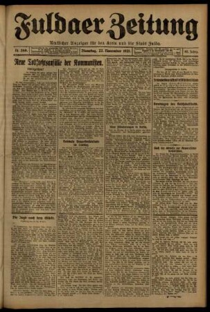 Ausgabe vom Dienstag, den 22. November 1921.