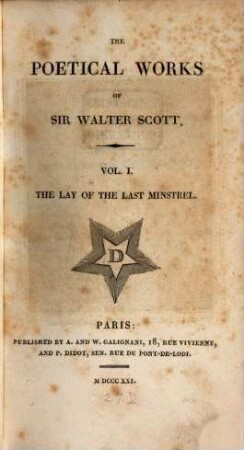 The poetical works of Sir Walter Scott, 1. The lay of the last minstrel