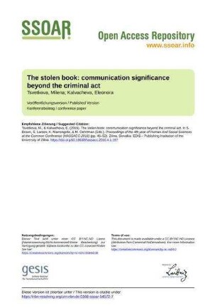 The stolen book: communication significance beyond the criminal act
