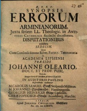 Synopsis errorum Arminianorum