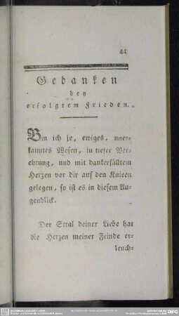 Gedanken bey erfolgtem Frieden