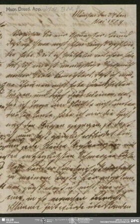 Eigenh. Brief von Sophie Bernhardi an August Wilhelm von Schlegel, München, 27.05.1809
