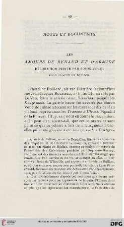 Les amours de Renaud et d'Armide : décoration peinte par Simon Vouet pour Claude de Bullion
