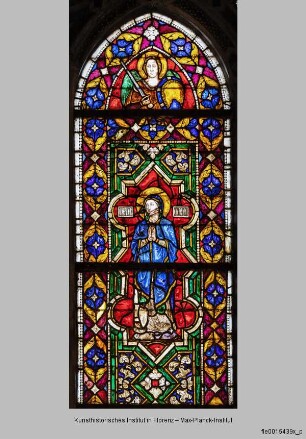 Fenster B-XIII-XV : Fenster XIV (Mitte) : Christus und Maria orans als Mater omnium