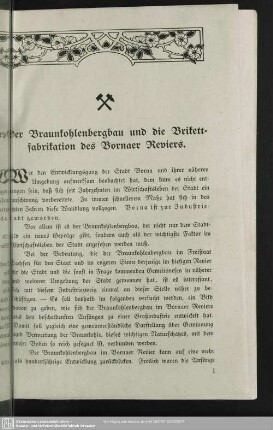 Der Braunkohlenbergbau und die Brikettfabrikation des Bornaer Reviers