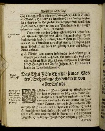 Das Blut Tesu christi/ seines( Gottes ) Sohns/ machet uns rein von aller Sünde
