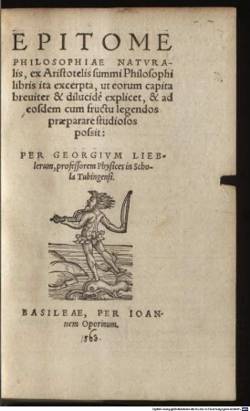 Epitome philosophiae naturalis, ex Aristotelis libris excerpta ...