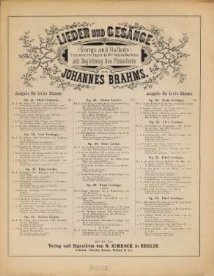 Op. 72, fünf Gesänge