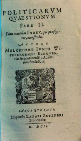 Politicarum quaestionum ... pars ..., 2