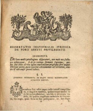 Dissertatio Ivridica Inavgvralis De Foro Aresti Privilegiato