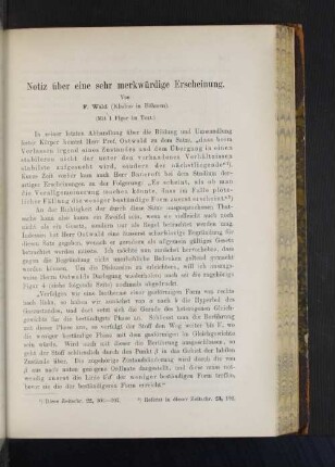 Notiz über eine sehr merkwürdige Erscheinung.