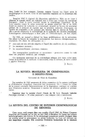 530, La Revista brasileira de criminologia e direito penal