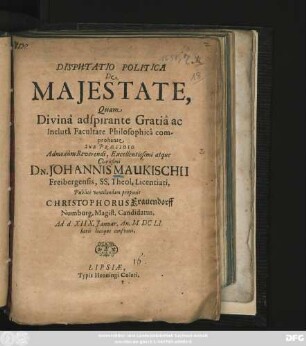 Disputatio Politica De Maiestate