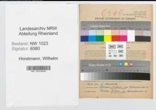 Entnazifizierung Wilhelm Horstmann , geb. 15.10.1902 (Regierungssekretaer)
