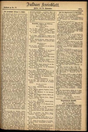 Zweite Ausgabe vom Samstag, den 26. September 1874.