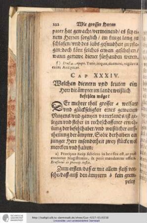 Cap. XXXIV. Welchen diener und leuten ein Herr die ämpter landeweißlich befehlen möge?