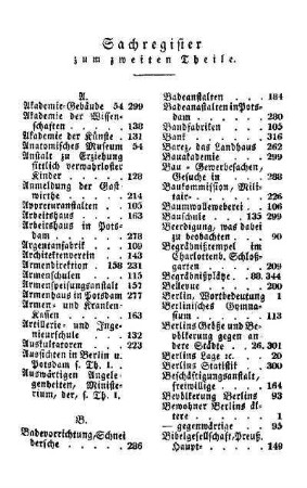 Sachregister zum zweiten Theile