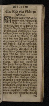 Eine Rede oder Gebet zu Jesu.