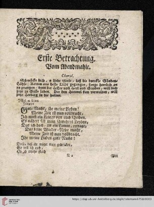 Erste Betrachtung: Vom Abendmahle