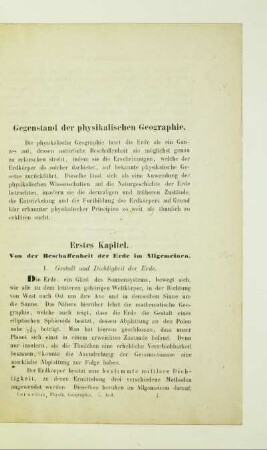 Erstes Kapitel. Von der Beschaffenheit der Erde im Allgemeinen