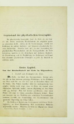 Erstes Kapitel. Von der Beschaffenheit der Erde im Allgemeinen
