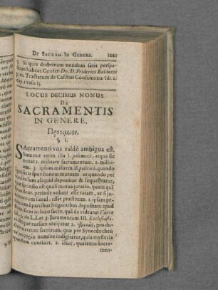 Locus Decimus Nonus De Sacramentis in Genere.