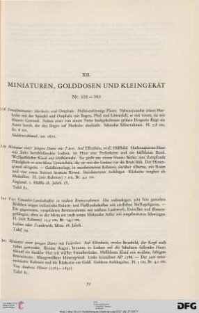 XII. Miniaturen, Golddosen und Kleingerät (Nr. 338-383)