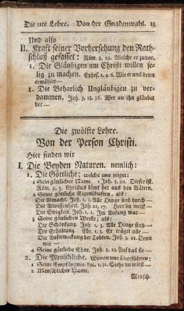 Die zwölfte Lehre. Von der Person Christi.