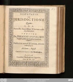 Disputatio De Iurisdictione