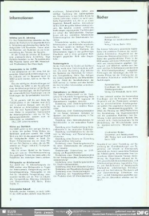 Bibliographie zur Arbeitsumwelt : Informationen