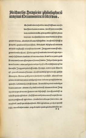 Aristotelis Stagirite philosophoru[m] maximi Oeconomicoru[m] libri duo translati e greco in latinu[m] a Leonardo arethino