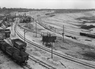 Braunkohlentagebau : Schipkau. Tagebau "Frohe Zukunft". Kippenentwicklung (rechts Spülkippe)