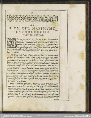 Ad Deum Opt. Maximumq. Exomologesis