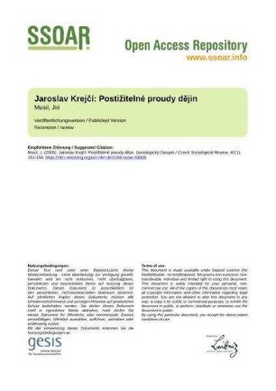 Jaroslav Krejčí: Postižitelné proudy dějin