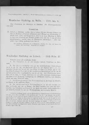 Wendischer Städtetag zu Lübeck. - 1505 Febr. 11.