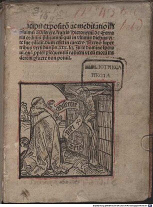 Jncipit exposit[i]o ac meditatio in psalmu[m] Miserere