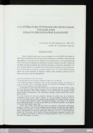 La Littérature Ottomane Des Musulmans Yougoslaves Essai De Bibliographie Raisonnée