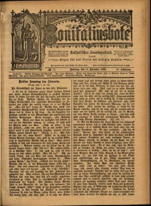 Erste Ausgabe vom Sonntag, den 17. Dezember 1899.