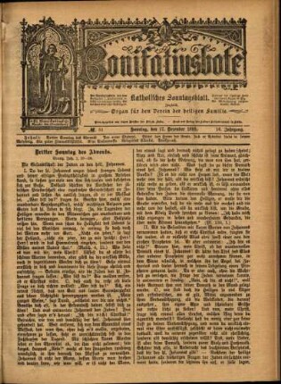 Erste Ausgabe vom Sonntag, den 17. Dezember 1899.