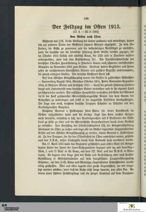 Der Feldzug im Osten 1915