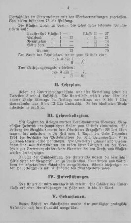III. Lehrerkollegium
