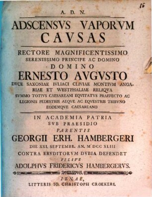 Adscensvs Vaporvm Cavsas