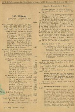 153. Sitzung. Freitag den 17. September 1920