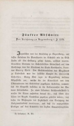 Fünfter Abschnitt. Der Reichstag zu Regensburg i. J. 1576.