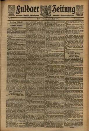 Erste Ausgabe vom Dienstag, den 07. April 1908.