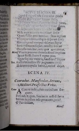 Scena IV. Conradus. Manfredus. Servus. Milites. Praefectus Urbis