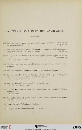Modern Porselein en oud Aardewerk (Nr. 466-488)