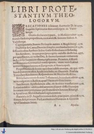 Libri Protestantivm Theologorvm.