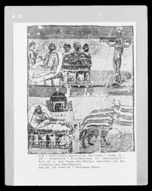 Codex Gr. 747 - Oktateuch — Der Traum des Pharao; Gastmahl und Bestrafung des Oberbäckers, Folio fol. 61 r