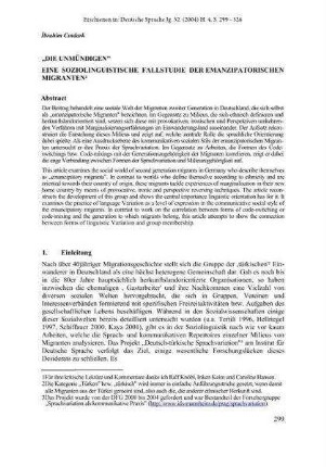 „Die Unmündigen“. Eine soziolinguistische Fallstudie der emanzipatorischen Migranten
